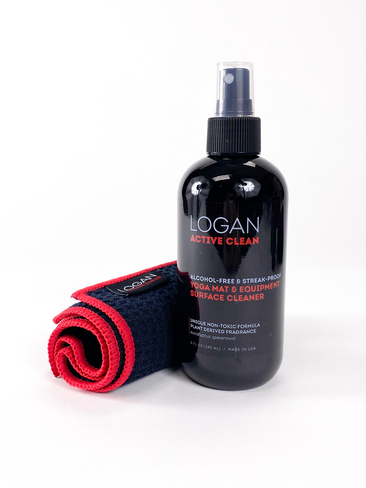 The Active Clean Duo - Yoga Mat & Equipment Surface Cleaner and Microfiber Towel - Amazing On All Surfaces